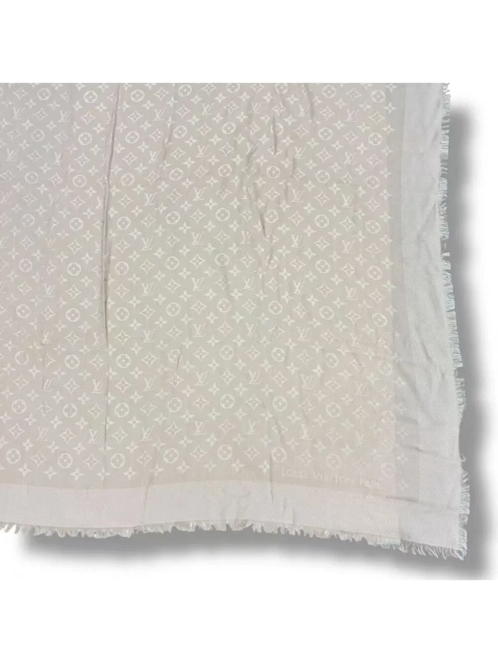 Louis Vuitton Silk Wool Scarf Monogram Beige